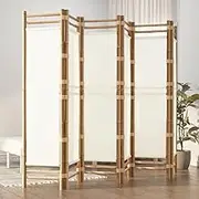 Bedroom Panel Folding 6-Panel Room Divider 240 cm Bamboo and Canvas