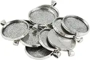 [Perfeclan] 10Pcs Silver Round Settings Tray Tray Empty Pendant Bezel