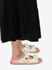 Embellished Monogram Velcro Slides
