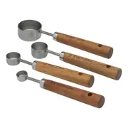 4pc Ecology Provisions Stainless Steel Measuring Spoons Set Wooden Handle