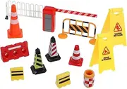 HAWILLOSCH Educational Traffic Sign Toy Set Miniature Barricade Simulation Road Sign