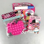 LOL Surprise BUNDLE Pink Popper Fidget Keychain Backpack Clip Mess Free Marker +