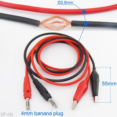 20sets 1M/3.3ft 45mm Large Alligator Clip to Banana Plug Silicon Test Cable Lead