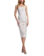 Dress the Population Viviana Fringe Trim Dress