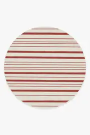 245' Round | Machine Washable Runner Rug | Kid & Pet Friendly | Indoor Rug | Hudson Stripe Red Rug | Ruggable
