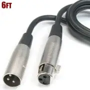 6FT XLR 3-Pin Male to Female Mic Microphone Audio Cable Extension Cord Black