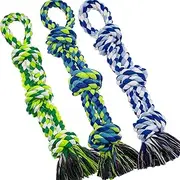 WDZZHOT [3 Pack] Dog Rope Toys for Large and Medium Aggressive Chewers, Nearly Indestructible Rope Chew Toys, Heavy Duty 100% Cotton Tug of War Dog Toy for Boredom, Teeth Cleaning