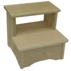 eHemco Handcrafted Solid Wood Bed Stool 2-Step Stool, 13 Inches, Unfinished