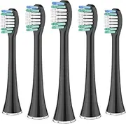 Tooth Brush Heads, Compatible For Aquasonic Black Series Pro Vibe Series Duo Pro Series Electric Toothbrush Heads Replacement Refill Bristle(5pcs black)