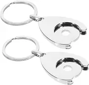 [SEWACC] 2Pcs Trolley Token Key Rings Metal Coin Holder Keychain for Shopping Cart Lightweight Keyring Pendant Portable Token Holder for Supermarket Use