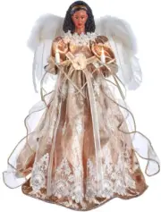 Kurt Adler 16-Inch White/Rose Gold Black Angel Tree Topper