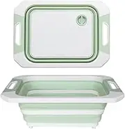 Collapsible Dish Basin with Drain Plug, Space Saving Multiuse Foldable Wash Basin, Dish Tub, Dishpan, Kitchen Sink, Beverage Tubs, Camping Sink for Washing Dishes and Vegetable (Green)