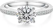 [KRKCLIFE] Moissanite Diamond Promise Ring for Women, 1.0-2.0CT Diamond Engagement Rings, D Color VVS1 Clarity Round Cut Lab Created Rings in S925 Sterling Silver, Hypoallergenic Jewelry For Women Men
