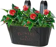 Metal Railing Planter -Balcony Planter | Outdoor Balcony Railing Planter, Hanging Deck Flower Box, Rustic Countryside Window Garden Planter | Outdoor Iron Plant Pots, Countryside Window Flower Boxes f