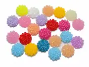 100 Mixed Color Flatback Resin Floral Round Cabochons 10mm DIY Craft Bows Center