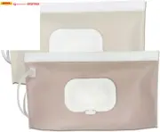 Wipe Dispenser,2-Pack Portable Refillable Wipe Container,Reusable Travel Baby Wi