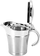 750ML Gravy Boat, 304 Stainless Steel Sauce Jug Double Walled Steak Sauce Pot with Lid, Double Wall Insulated Gravy Boat Pot Steak Sauce Pot for Juice Tomato Sauce Kitchen Supplies