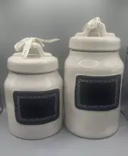 Rae Dunn “Take Note” Chalkboard Canister Set Small And Medium NEW RARE