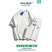 在飛比找ETMall東森購物網優惠-NY&NEW男士休閑運動套裝夏季男裝2023新款潮流情侶短袖