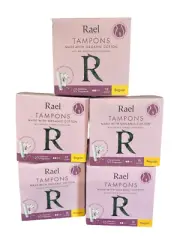 5 boxes Rael Tampons Regular Made With Organic Cotton BPA Free 18 CT holistic