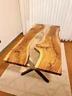 Clear Transparent Table Top Epoxy Resin Art, Epoxy Resin Accacia Wood Table Top