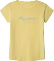 [Pepe Jeans] Girls Hana Glitter N T-Shirt, Yellow, 14 Years