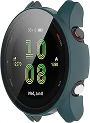 1 Pack Case Intended for Garmin Forerunner 255S Smartwatch, Hard PC Case with Glass Film Screen Protector Anti-Scratch Protective Cover Case for Garmin Forerunner 255S (Green)