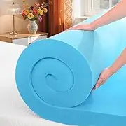 SyMax Full Mattress Topper, Gel Infused Memory Foam Mattress Topper, Soft Bed Topper Mattress Pads for Bed, Sofa, RV, CertiPUR-US Certified, Blue, 4 Inch