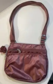 NEW Kipling Emmylou CrossBody Bag - Dark Maroon Metallic (9.75''x 8.5''x 2.75")