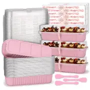 100 Pack Mini Loaf Pans with Lids and Spoons 6.8oz Cake Pans for Baking Dispo...