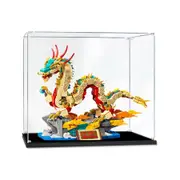 Acrylic Display Case for LEGO 80112 Chinese Luna New Year Auspicious Dragon Figure Storage Box Dust Proof Glue Free