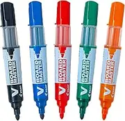 Pilot 5080S5BG Bright Bullet Tip V Board Master 0.9mm Bullet Tip Whiteboard Marker 5 Pack, Assorted Colours (12807)