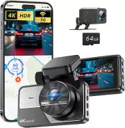 Dash Cam Front and Rear, 4K+2K Full HD Dual Dash Camera for Cars, Built-In 5G Wi