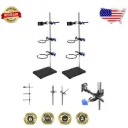 Stable 2-Pack Lab Stand Set with Padded Cast Iron Base for Experiment Support