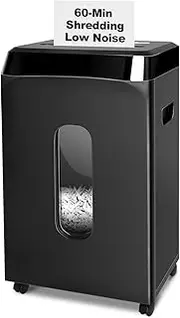 Wingwise 60-Minute Continuous Paper Shredder | P5 Security Level | 2x15mm Micro-Cut | 58dB Quiet Operation | 10-Sheet Capacity | Jam-Proof & 6.1Gal Bin | Heavy Duty for Home/Office