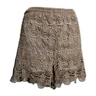 NWT Nabee Boho Festival Crocheted Lace Mocha Brown Cotton Shorts Size Large