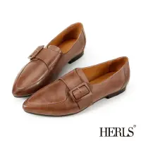 在飛比找momo購物網優惠-【HERLS】全真皮 率性街頭單釦尖頭孟克鞋(棕色)