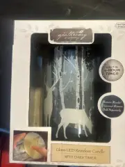 Apothecary & Company Glass LED Reindeer Candle With Daily Timer
