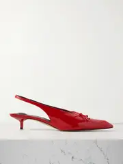 [Jacquemus] Jacquemus - Cubisto Bow-embellished Leather Slingback Pumps - Red - FR36 FR 36 Red