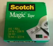Qty -2 x 3M Scotch Magic Tape 810 Invisible Matte Finish, 32.9m (33m) 19mm Rolls