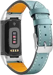 Mtozon Leather Bands Compatible with Fitbit Charge 6/Charge 5, Replacement Genuine Leather Straps for Women Men