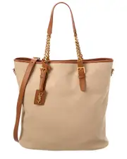 Saint Laurent Logo Canvas & Leather Tote