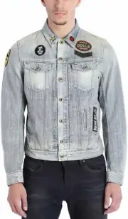 New Diesel Mens Elshar 00S0Y8 Patchwork Dein Jacket Size M