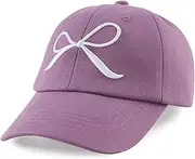 [BAOPLAYKIDS] Girls Bow Tie Baseball Cap Kids Adjustable Summer Sun Hat Cute Embroidered Cotton Caps Age 7-12