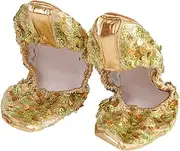 [PACKOVE] 1 Pair Slip Sequin Latin Dancing Shoes Comfortable and Durable Dance Accessories for Ballet Yoga and More Golden