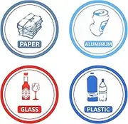 Zonon Recycling and Trash Can Sorting Sticker 3.5 x 3.5 Inch Adhesive Recycle Garbage Decal - Waterproof, Adjustable Sign for Waste Sorting (12 Pieces)