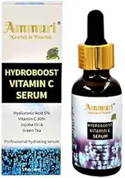 Hydroboost ORGANIC Vitamin C Serum with Hyaluronic Acid - High-Dosed - 30% Vitamin C + Hyaluronic Acid with Herbal Infusion, Vitamin E & Aloe Vera - 100% Vegan, for Anti-Ageing Face & Skin Care