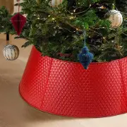 Red Metal Christmas Tree Collar Basket Skirt, 28''Christmas Tree Ring Collar Bas