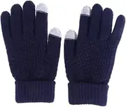 [LIFKOME] Solid Touch Screen Gloves for Women Men Warm Winter Full Finger Knit Mittens Outdoor Sports Cycling Hiking Windproof Design Touchscreen Compatible Blue