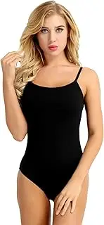 [TiaoBug] Women's Adult Spaghetti Straps Built In Shelf Bra Gymnastics Ballet Dance Camisole Leotard